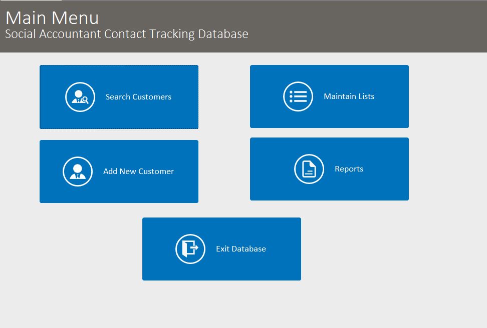 Social Accountant Consultant Contact Tracking Database Template | Contact Database